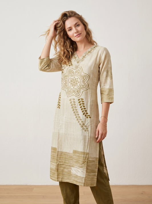 Cotton Printed Kurti Set 1013 green