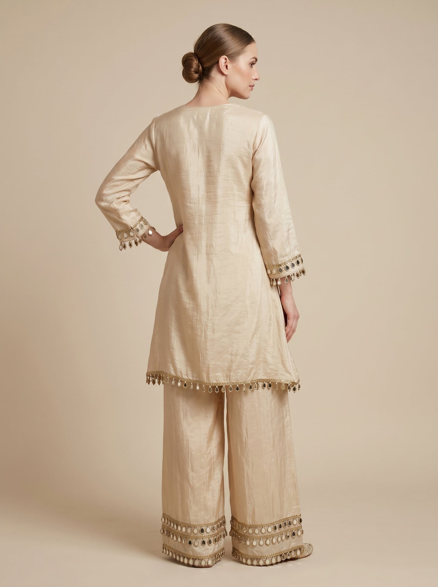 Georgette Embroidery Plazo Set 1002 Cream
