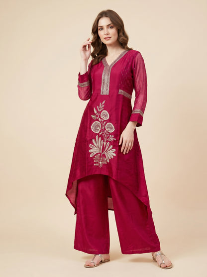 Georgette Hand Work Plazo Set 1003 Pink