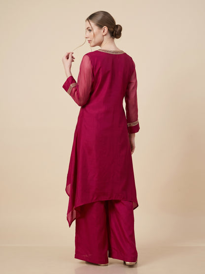 Georgette Hand Work Plazo Set 1003 Pink