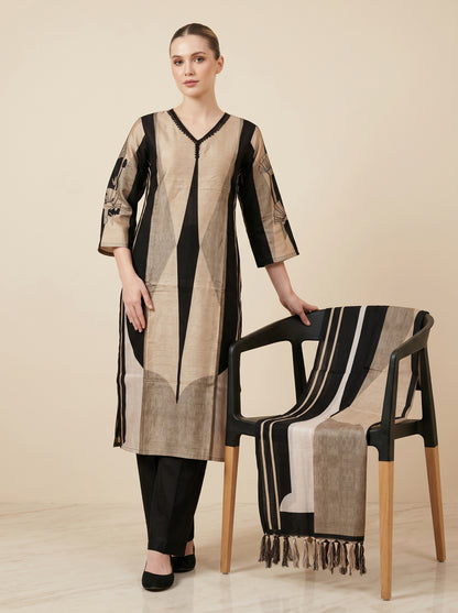 Cotton Printed kurti set 1012 Black