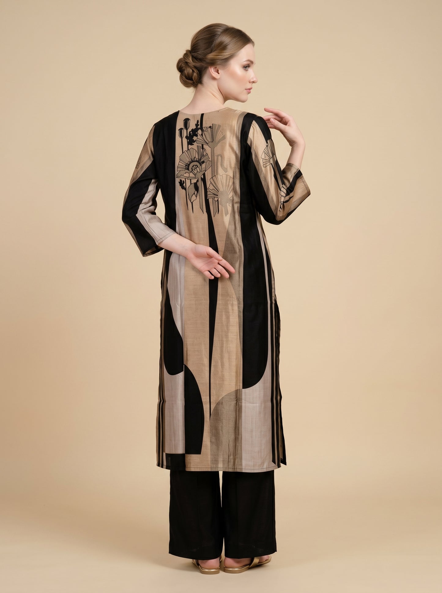 Cotton Printed kurti set 1012 Black