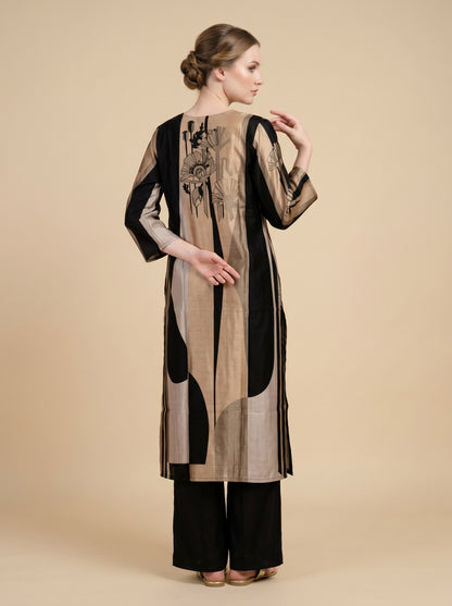 Cotton Printed kurti set 1012 Black