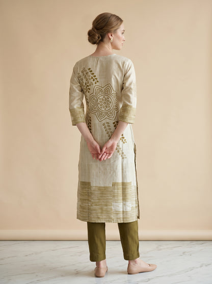 Cotton Printed Kurti Set 1013 green