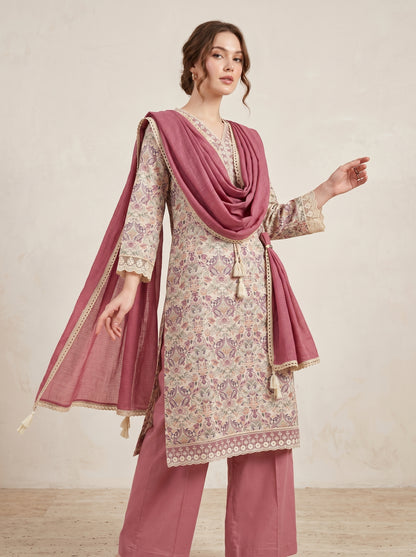 Cotton Printed plazo Set 1015 Pink
