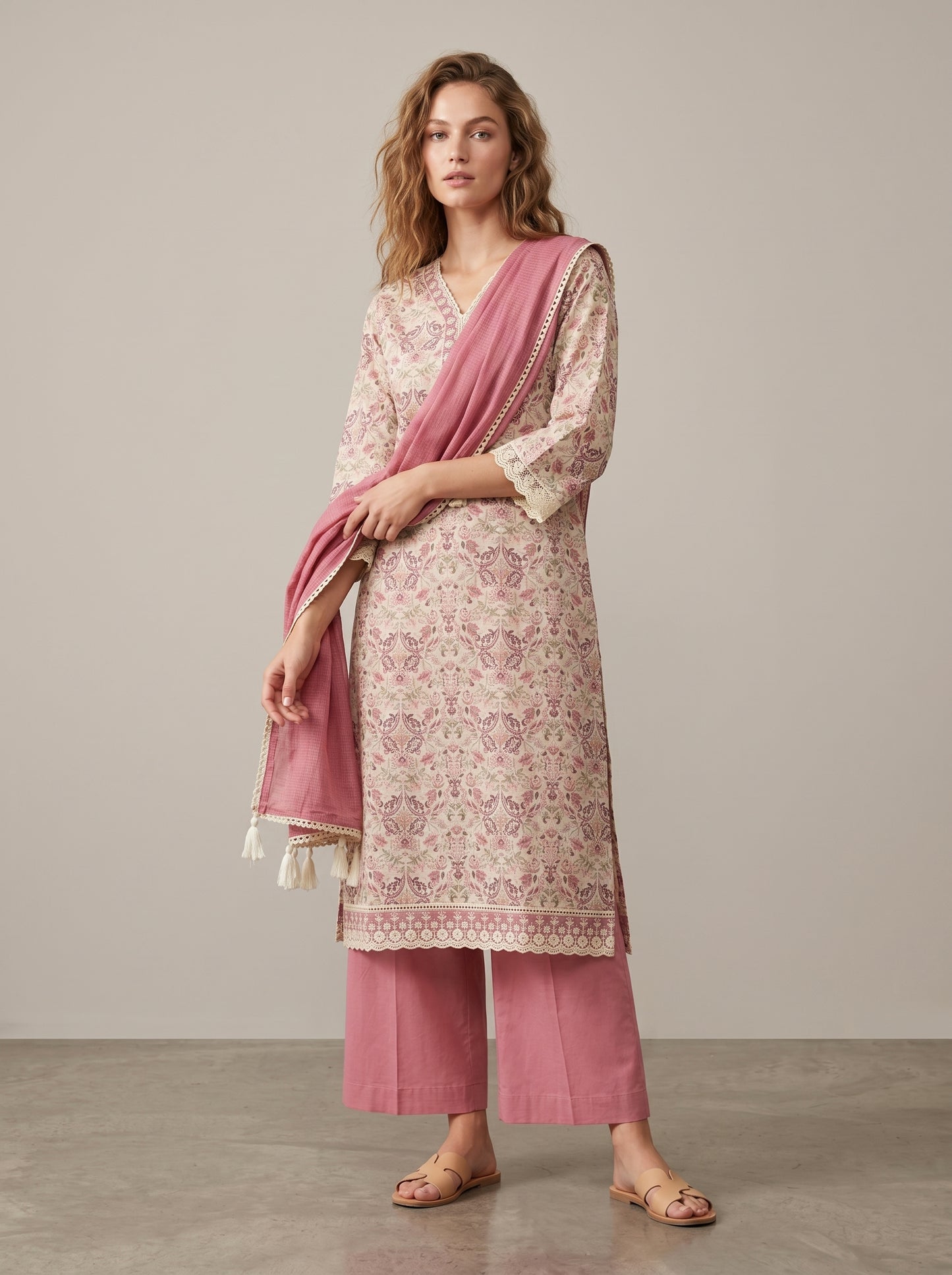 Cotton Printed plazo Set 1015 Pink