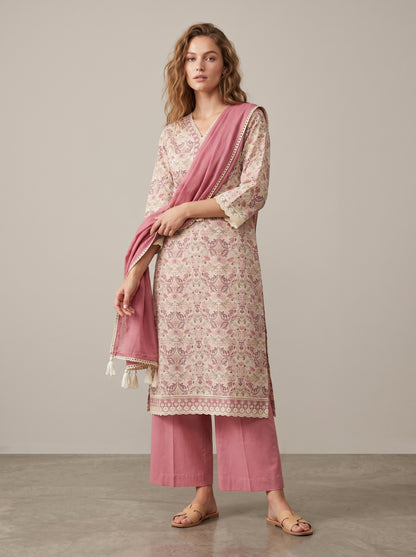 Cotton Printed plazo Set 1015 Pink