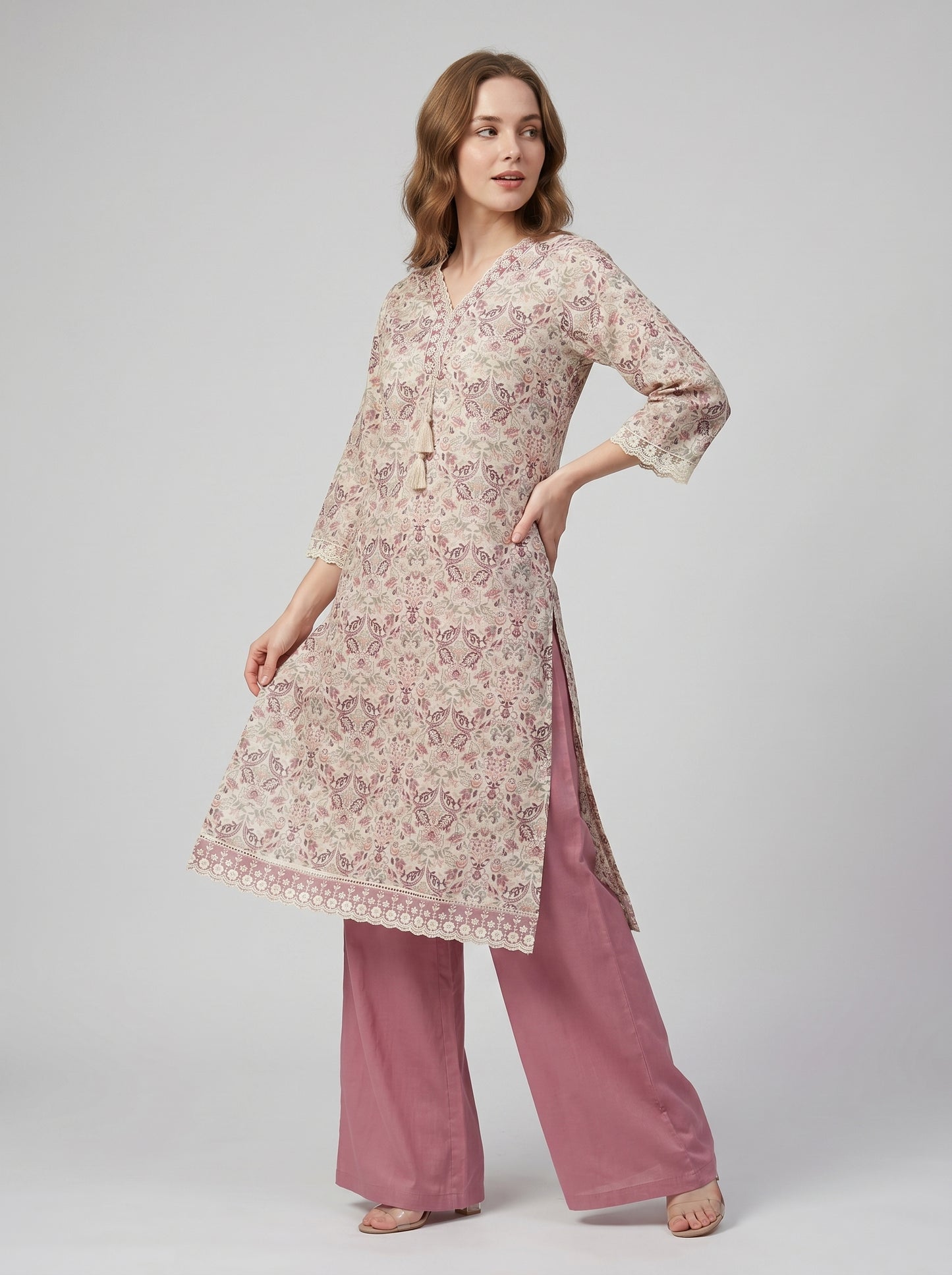 Cotton Printed plazo Set 1015 Pink