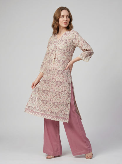 Cotton Printed plazo Set 1015 Pink