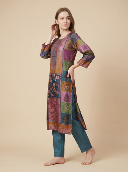 Georgette Printed Kurti set 1019 Grey