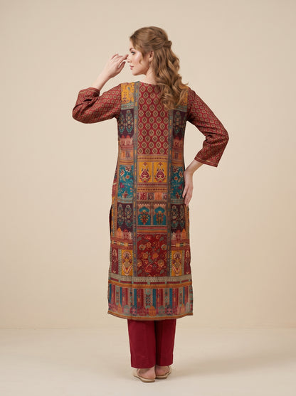Georgette Printed Kurti set 1020 Maroon