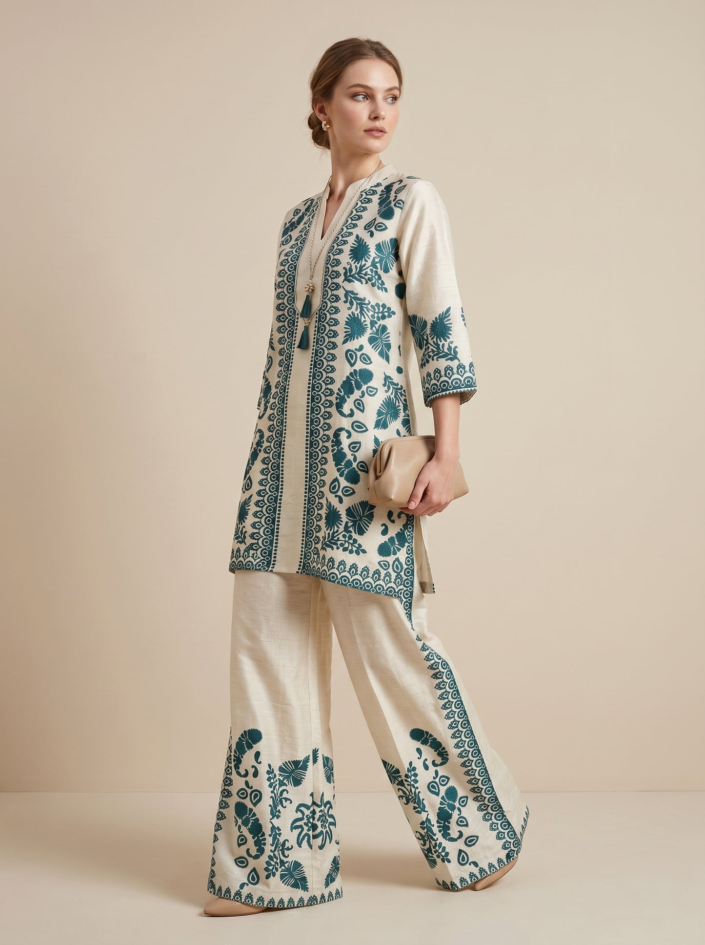 Cotton Printed Cord Set 1024 Cream