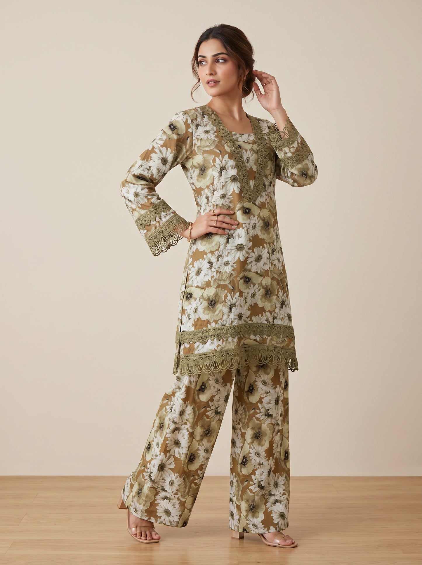 Cotton Printed Farshi Set 1028 Green