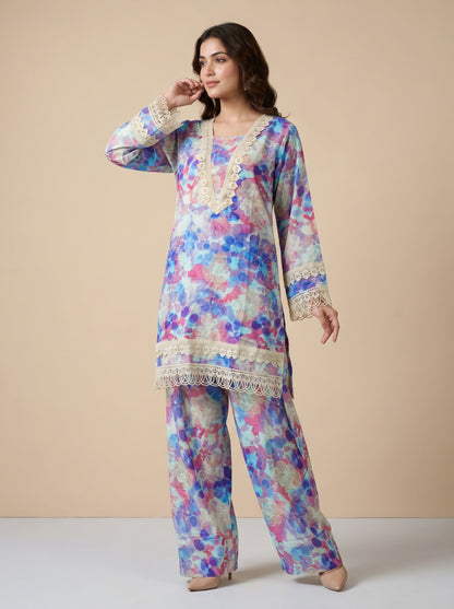 Cotton Printed Kurti Set 1029 Blue