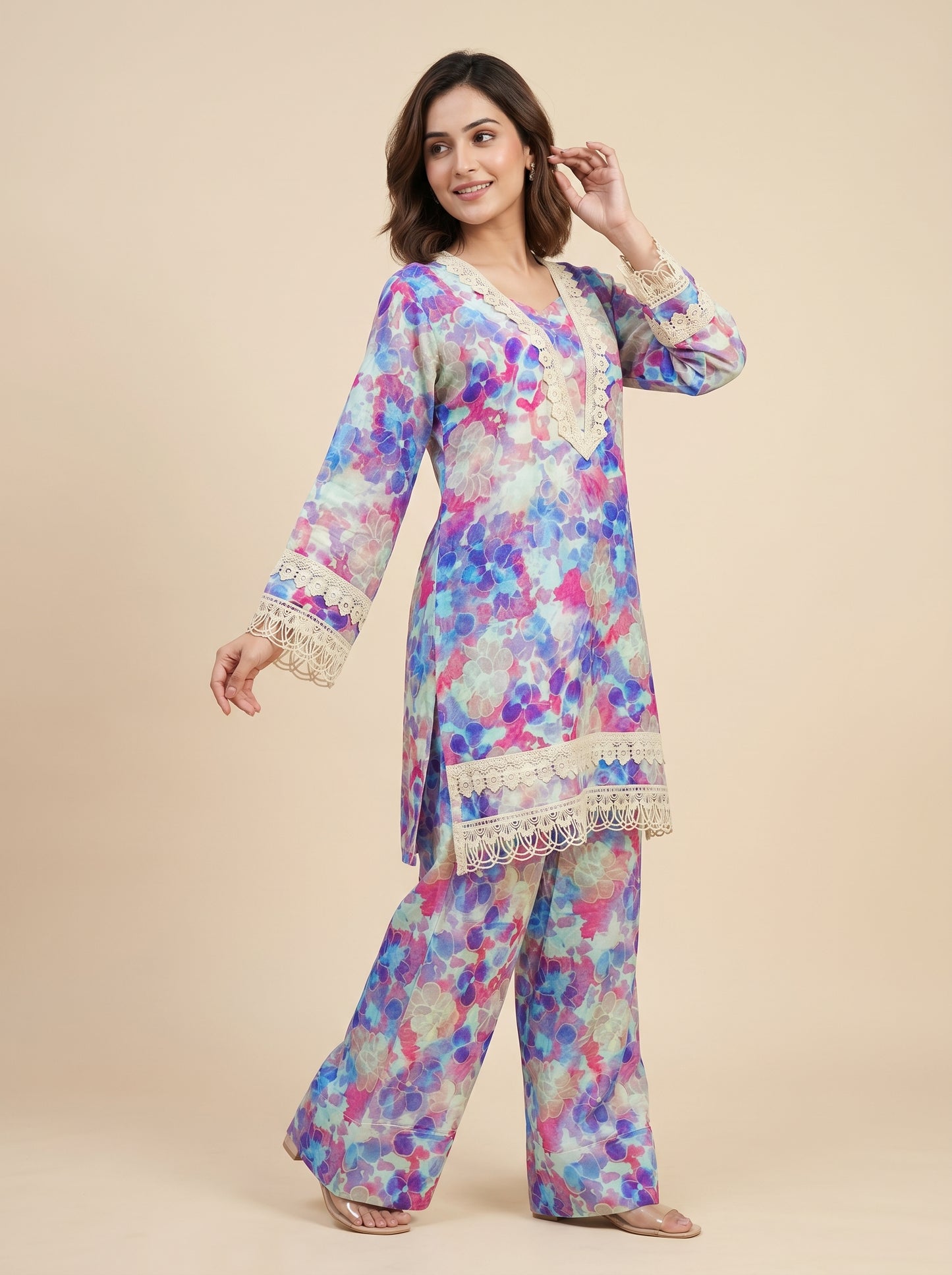 Cotton Printed Kurti Set 1029 Blue